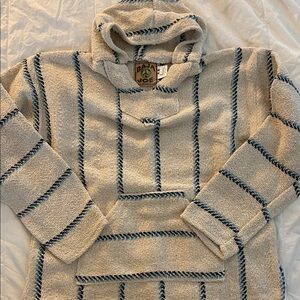 Baja Joe cream and Blue Striped Men's Hoodie Sweater